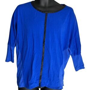 Vince Camuto Top Womens Size L Blue Cotton Modal Office Business Casual Tunic